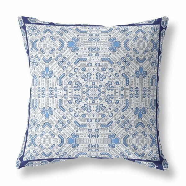 Palacedesigns 28 in. Geostar Indoor & Outdoor Throw Pillow White Gray & Blue PA3670924
